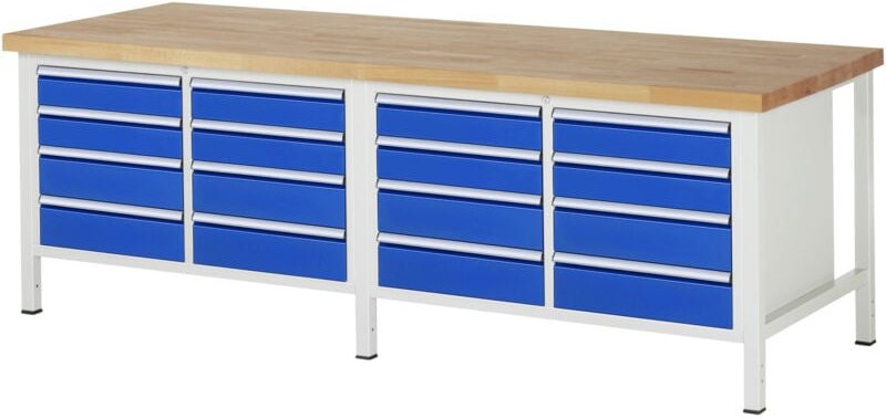 Werkbank höhenverstellbar 8477A2, B2500xT900xH840-1040mm, 16x Schublade-TA - RAU