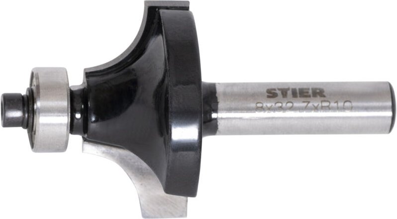 Abrundfräser mit Kugellager hm, ø 32,7 mm 8 mm Schaft, R10, Rundfräser, Radiusfräser, Fräser - Stier