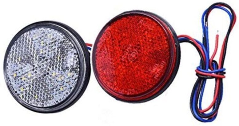 Thumbnail - 2er-Pack Anhänger-Rücklichter, runde LED-Bremslichter hinten für Auto, Motorrad, lkw (rot und weiß)