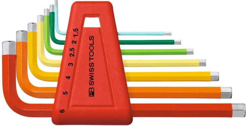 Pb Swiss Tools - Sechskant-Winkelschraubendreher-Satz, pulverbeschichtet, 7-teilig