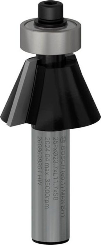 Fase-/Bündigfräser, 8 mm, D1 23,7 mm, b 5,5 mm, l 12 mm, g 54 mm, 25° - Bosch