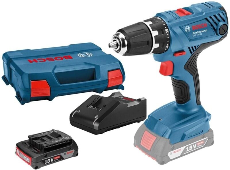Bosch Akku-Bohrschrauber GSR 18V-21 / 1x 2,0 Ah Akku + Ladegerät in L-Case