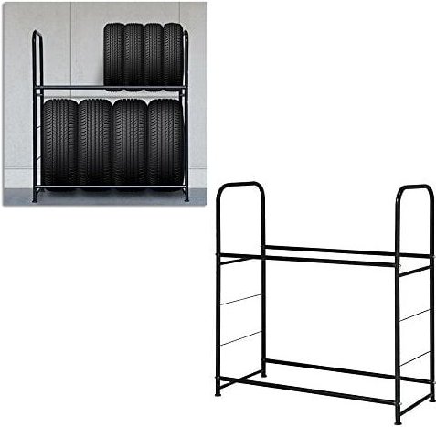 Reifenregal Lagerregale Felgenbaum Lagerregal Reifenständer Fahrbar Felgenregal (schwarz, 107 46 117cm) NAIZY