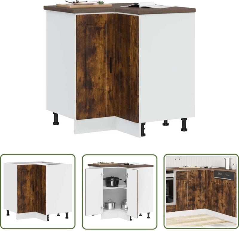The Living Store - vidaXL Küchen-Eckunterschrank Porto Räuchereiche Holzwerkstoff