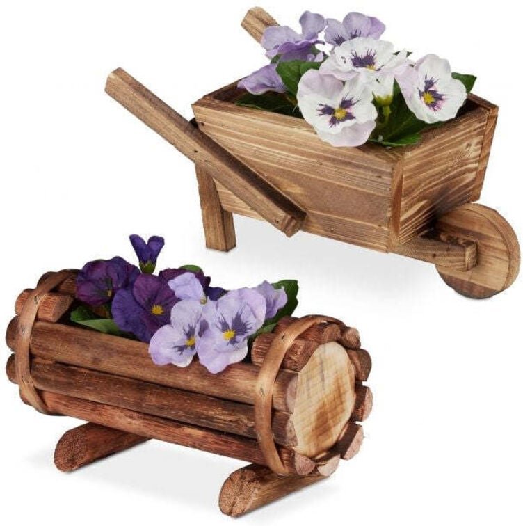 2x decorative wooden planters