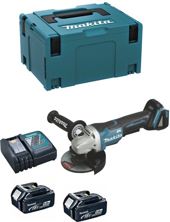 Mini-Winkelschleifer MAKITA DGA508RTJ (2 x 5,0 Ah + DC18RC + MAKPAC 3)