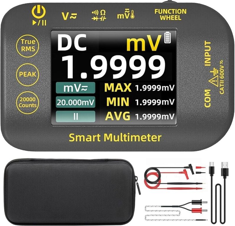 Thumbnail - Mini-Taschen-Digitalmultimeter, 20.000 Counts, TRMS, 1000 V, Präzisionsmultimeter mit Farbbildschirm und Ständer, S40, w...