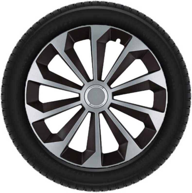 Radkappen-Set - Fame Mix - 16 Zoll - Silber/Schwarz - Für Winterreifen mit Stahlfelgen