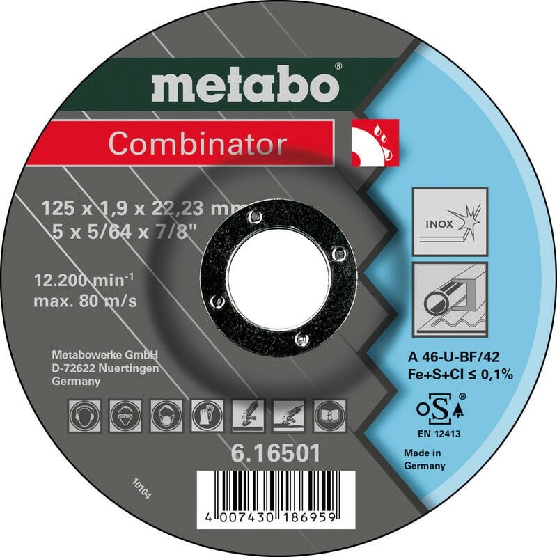 Thumbnail - Metabo - Combinator 125x1,9x22,23 mm, Inox, Trenn- u. Schruppscheibe, gekröpfte Ausführun