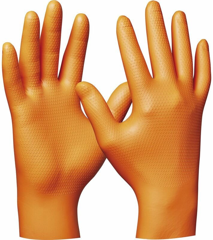 Thumbnail - Einweghandschuhe Orange Nitrilhandschuh Ultra Grip Größe xxl - 50 Stück - Gebol