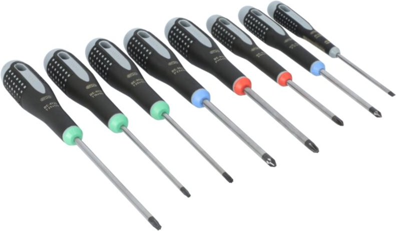 Ergo Schraubendreher-Satz für Schlitz-, Phillips-, Pozidriv- und TORX-Schrauben, 8-tlg. - Bahco