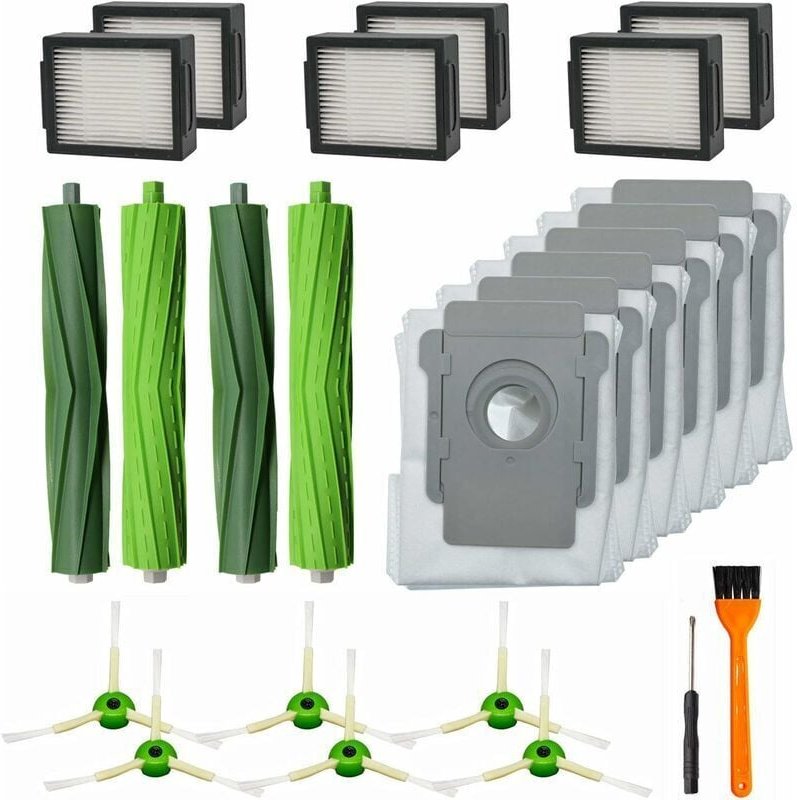 20er-Pack Ersatzteile für iRobot Roomba i7 i7+ i3 i3+ i4 i4+ i6 i6+ i8 i8+ j7 j7+/Plus E5 E6 E7 Staubsauger, 2 Gummibürs...