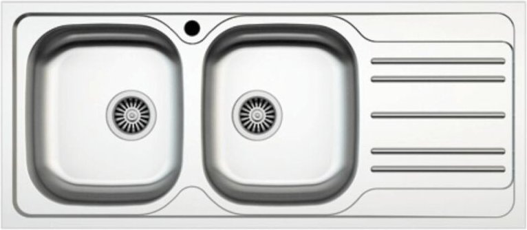 Einbauküchenspüle MP1162DX aus Stahl 116x50 cm, zwei Becken und Abtropffläche rechts