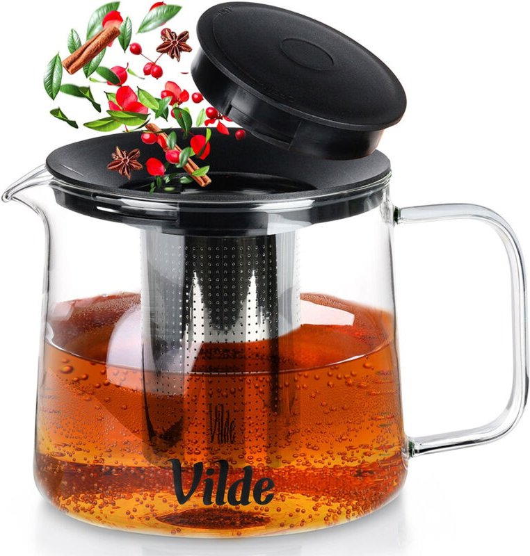 Heat resistant glass teapot with infuser 15 l