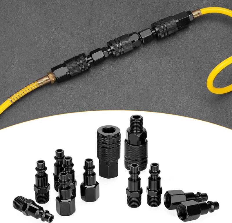 Zoternen - 12-teiliges 1/4-Zoll-NPT-Luftkupplungs- und Stecker-Set, D-Typ-Schnellverbinder-Set, Kompressorschlauch-Monta...