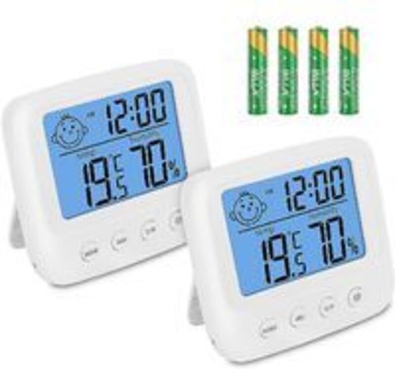 Thumbnail - Ersandy - Innenthermometer Hygrometer, Babyzimmerthermometer 2er-Set, Luftfeuchtigkeitsmesser mit Hintergrundbeleuchtung...