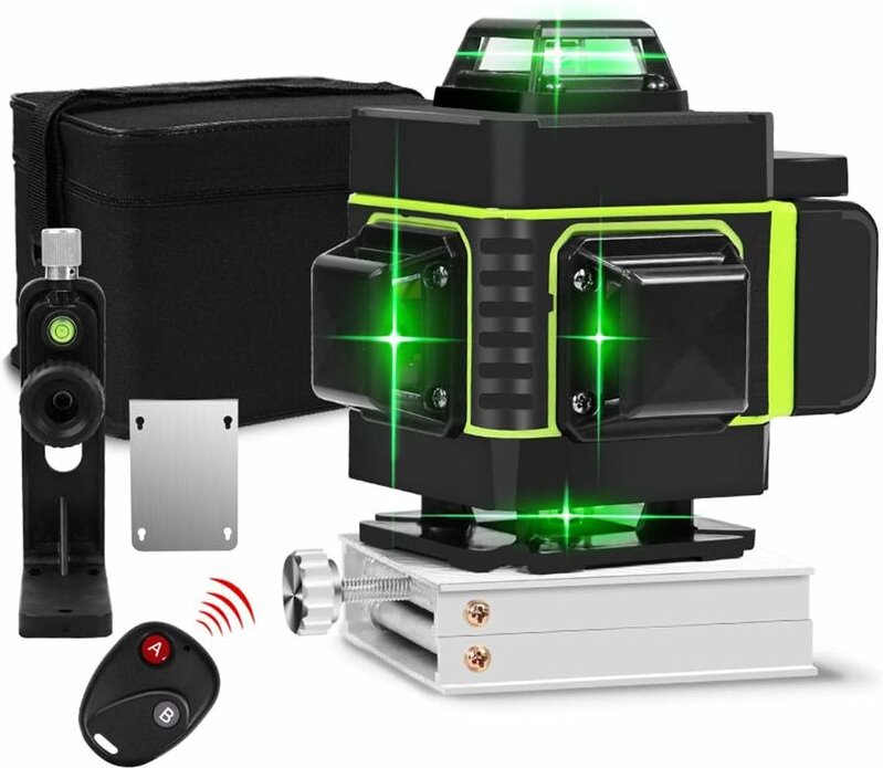 4D-Laserwasserwaage mit grünem Licht, 16 Linien, selbstnivellierendes Wandfliesen-Instrument, hochpräzise horizontale un...