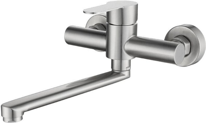 Küchenarmatur zur Wandmontage, Küchenmischbatterie zur Wandmontage aus Edelstahl, 360° schwenkbare Küchenspüle, einstell...