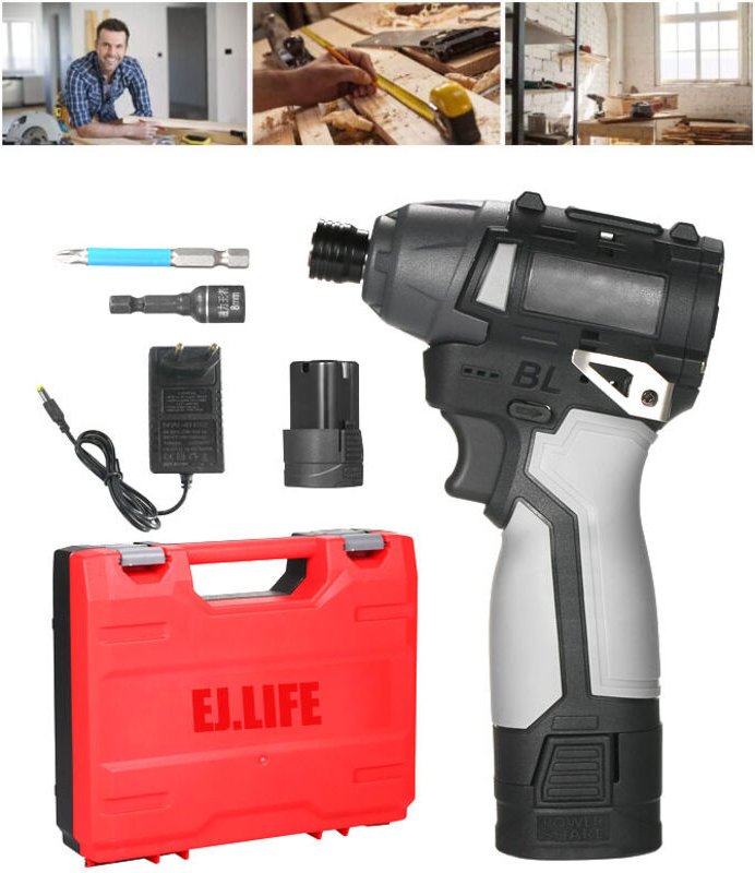 18-V-Akku-Bohrschrauber, Schraubendreher mit 2 2,0-Ah-Batterien, 140 Nm Schlagkraft, 3450 U/min, 3 Geschwindigkeiten, fü...