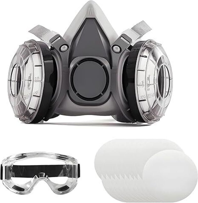 Atemschutzmaske, 6200 Staubmaske, mit Schutzbrille, 20 Ersatz-Staubwattepads, ideal zum Filtern von Staub, Rauch und and...