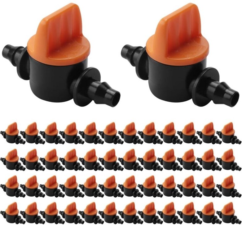 50 StüCke 1/4 Rohr Mini Ventil 4/7Mm Controller Stachel Draht Adapter Landwirtschaft Tropf BewäSserung System BeschläGe