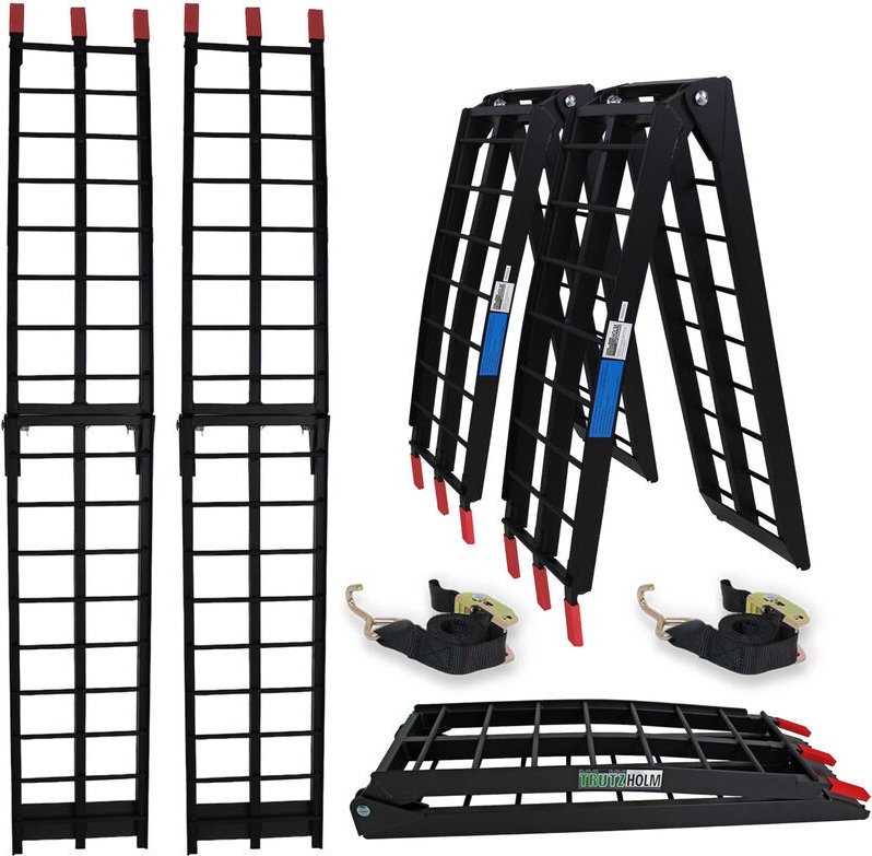 Baumarktplus - trutzholm 2 x Auffahrrampe klappbar 180 cm Traglast 680 kg Alu schwarz geriffelte Einzelstäbe Verladeramp...