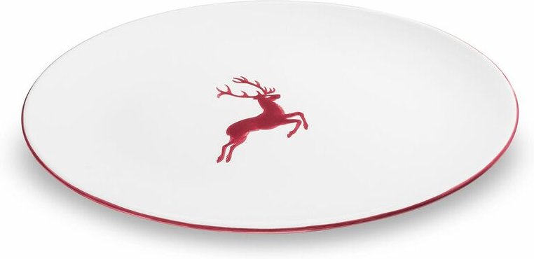 Gmundner Keramik - Bordeauxr. Hirsch, Platte oval (33x26cm)