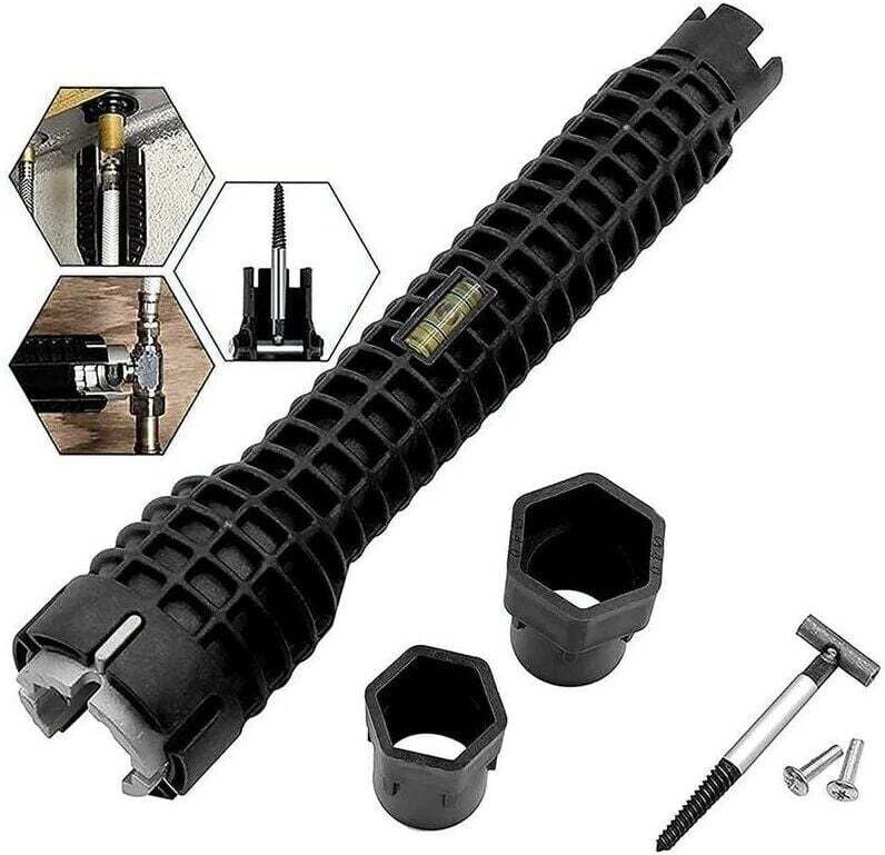 8-in-1-Beckenschlüssel, Wasserhahn- und Spülbeckeninstallateur, Multifunktionsschlüssel, Sanitärwerkzeug, Rohrzieher für...