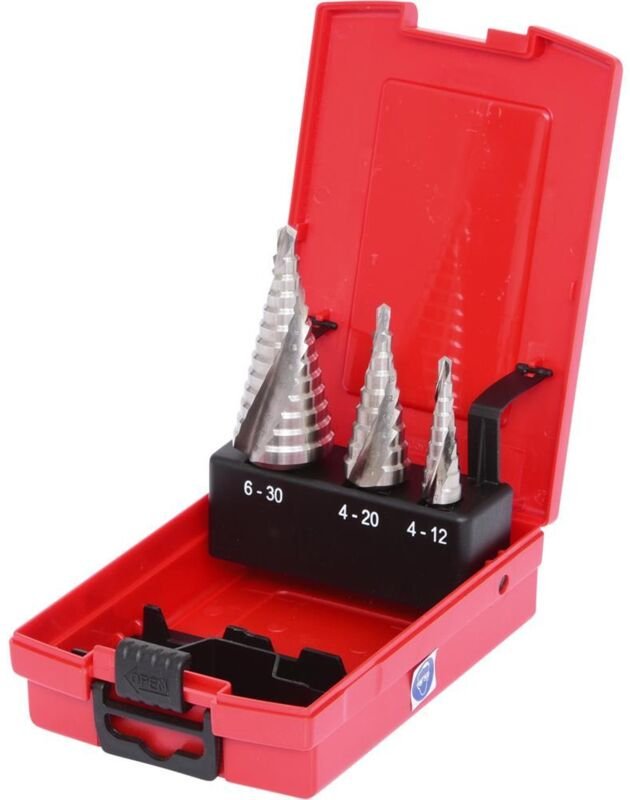 Ks Tools hss Stufenbohrer-Satz, Kunststoffkassette 3-tlg.
