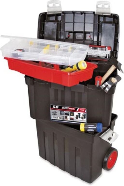 Industrias Tayg - Tayg Werkzeugkasten auf Rädern mit Ablage und Box, 470x290x630 mm, 85,8 l