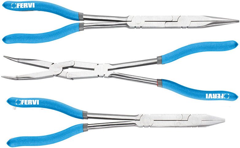 Fervi - 3 tlg doppelgelenk zange satz telefonzange spitzzange lang zange 0872/P