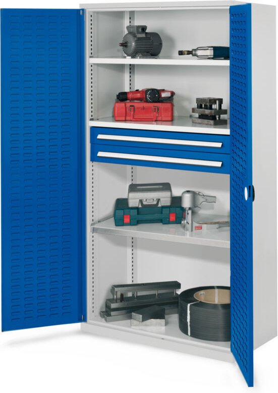 Kappes Schwerlastschränke ohne Mitteltrennwand 1950x1000x600mm Modell 45 Schlitzplattentüren enzianblau