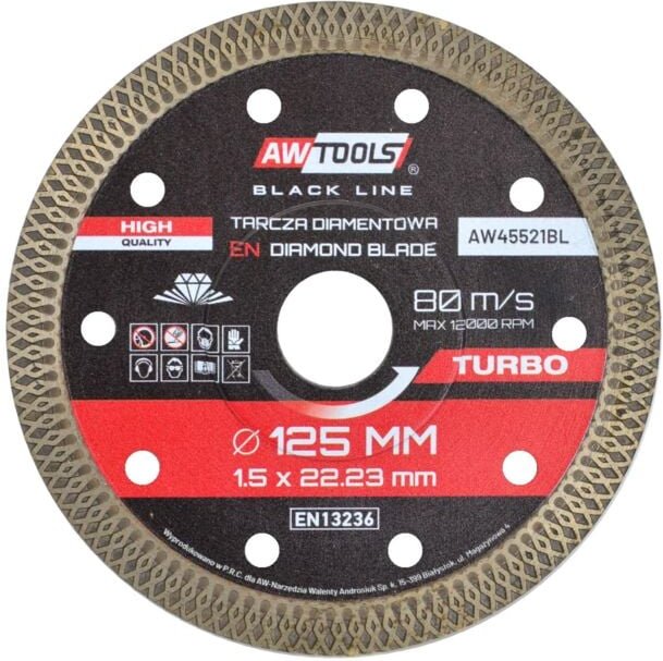 Awtools tarcza diamentowa 125x22,2 / turbo cienka black line