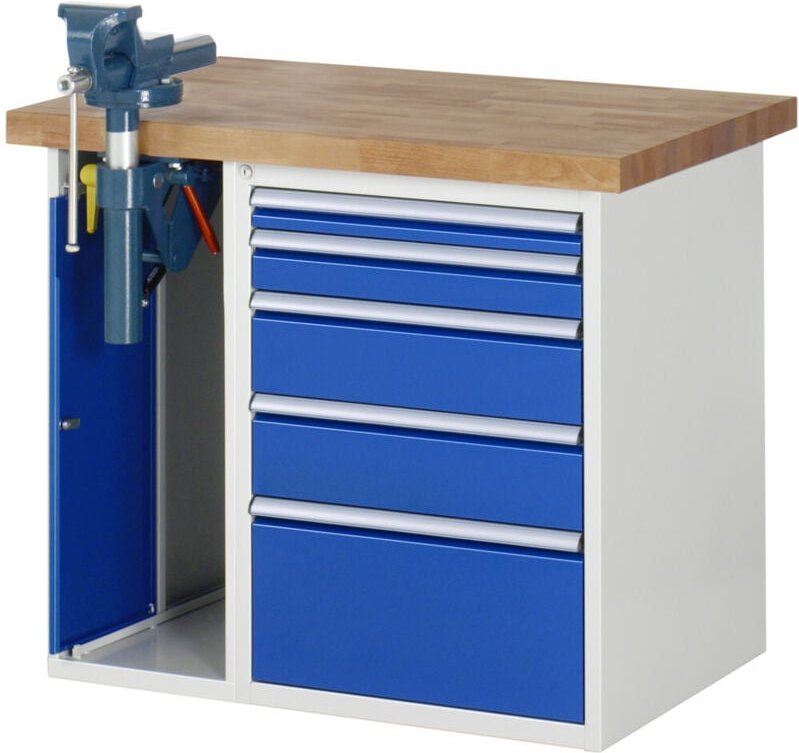 Werkbank Modell 7511 mit 5 Schubladen und Schrank BxTxH 1000x900x840mm - RAU