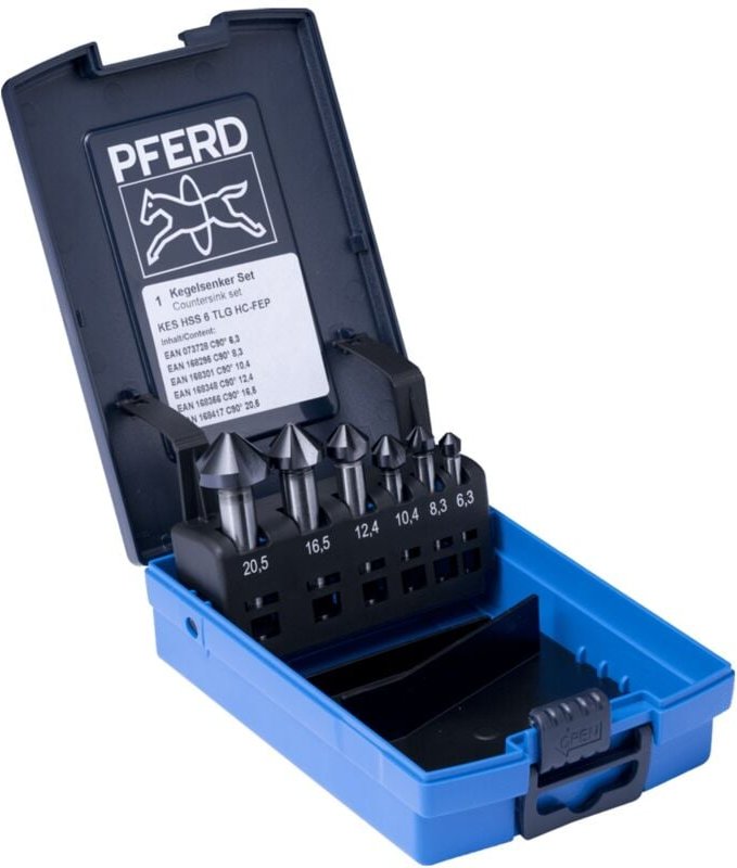 Pferd - HSS-Kegelsenker-Sets 6-tlg. din 335 c 90° mit HICOAT-Beschichtung hc-fep