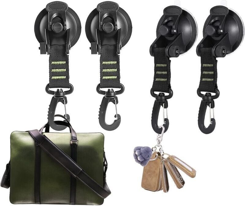 Saugnapf, 4 Stück Saugnapfverschlüsse, Karabiner-Befestigungshaken, robust, für Outdoor-Wandern, Camping, Klettern, 18 x...