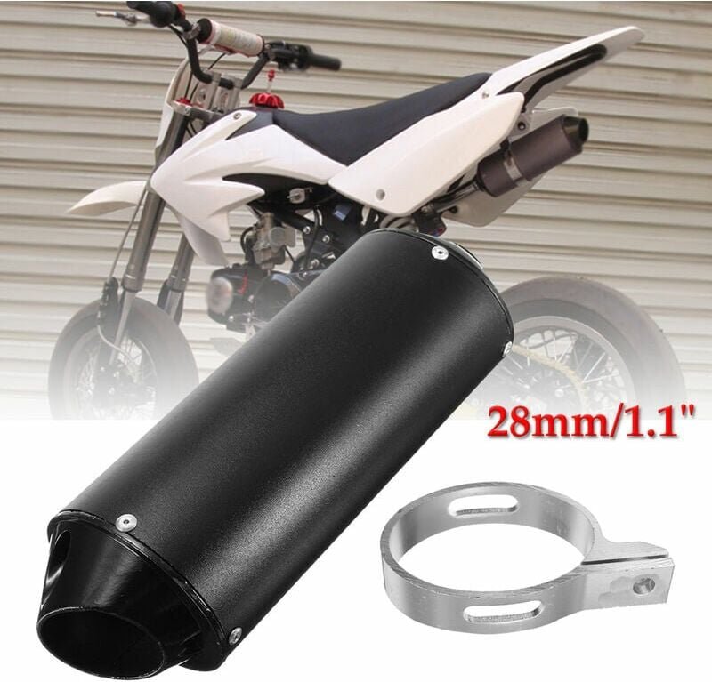 Aluminium-Schalldämpfer, Auspuffrohr, id 28 mm, für 90 cc, 110 cc, 125 cc, 150 cc, 4-Takt, Schwarz (Schwarz, 1 x) - Ulis...