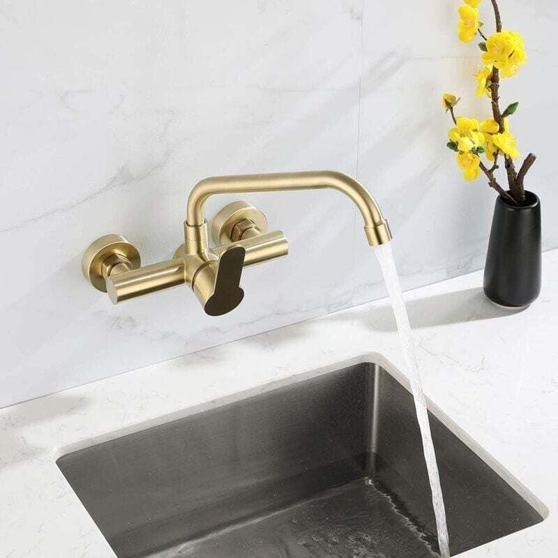 Rubinetto da cucina a parete sjqka 304 in acciaio inossidabile con trafilatura per uso alimentare, miscelatore per lavel...