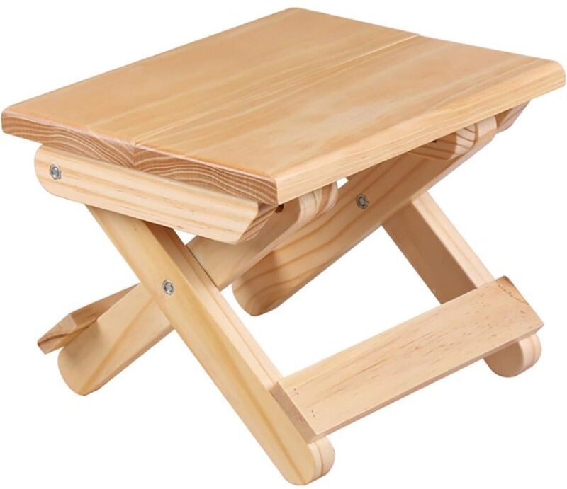 Klappbarer Tritthocker aus Massivholz für Zuhause, Gaming, Angeln, Garten, 24 x 19 x 17,8 cm
