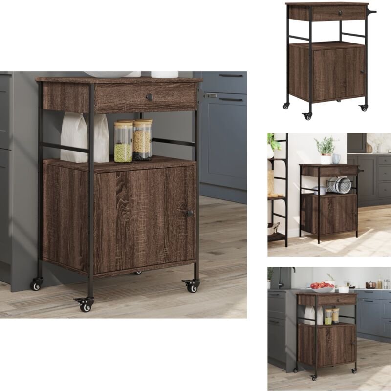 Küchenwagen Braun Eichen-Optik 56x43x89,5 cm Holzwerkstoff - Küchenwagen - Holzwerkstoffmöbel - Esstisch - Sideboard - V...