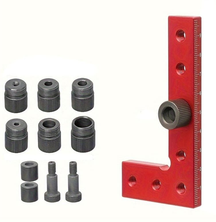 Thumbnail - 2-10 mm Dübellehre, quadratischer Zentriersucher, Holzbearbeitungswerkzeuge, Bohrführung für gerade Löcher, selbstzentri...