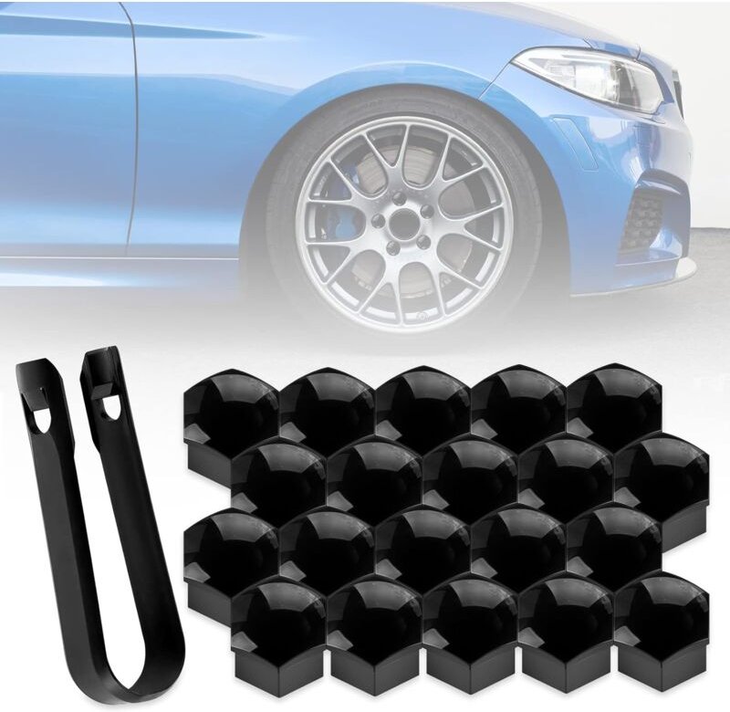 20 Stück ø 19 mm (Schwarz) Radmutterkappen, Radmutterabdeckungen für Autoumbau, Universal-Abdeckkappen für Autoumbau mit...