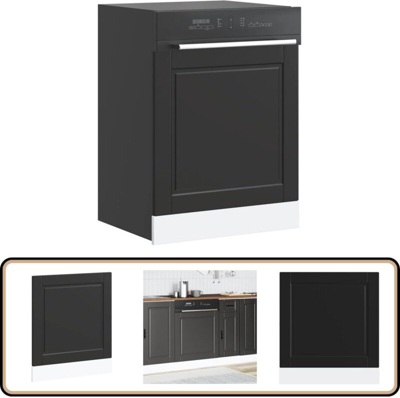 Geschirrspülerblende Porto Schwarz 60x1,5x67 cm Holzwerkstoff - Vidaxl
