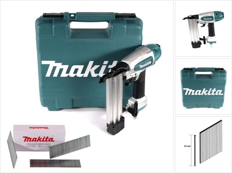 Af 506 Druckluft Stauchkopfnagler 15-50mm 4,3-8,3bar + 5000x Stauchkopfnagel 32mm galvanisiert + Koffer - Makita