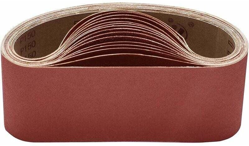 SHINING HOUSE Schleifband, 15 Schleifbänder 100 x 610 mm, 3-teiliges Sortiment nach Körnung 80/120/150/240/400 für Sande...