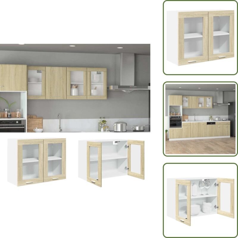 Hängeglasschrank Sonoma-Eiche 80x31x60 cm Holzwerkstoff - Hängeschrank - Glasfront - Küchenregal - Wandregal - Sonomalee...