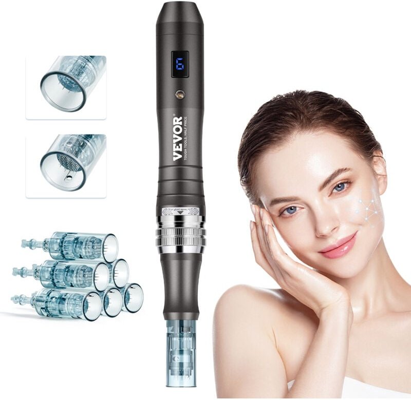 Professioneller Microneedling-Stift, elektrischer Derma-Pen mit 3PCS 16-Pin + 3PCS 36-Pin-Einwegkartusche,6-Gang-Dermape...