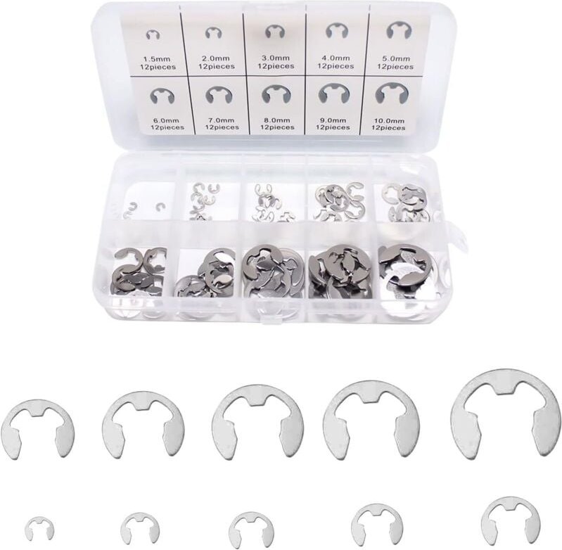 Interne Sicherungsringe, interner Sicherungsring, E-Clip-Ring, Edelstahl-E-Clip-Sicherungsring-Set, 120 Stück E-Clip-Sic...
