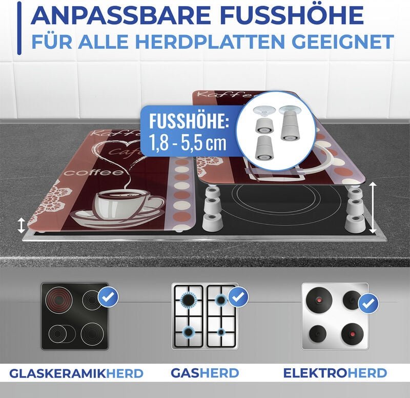 Thumbnail - Maximex Herdabdeckplatte Universal Kaffeeduft 2er Set, für alle Herdarten, Mehrfarbig, Gehärtetes Glas mehrfarbig, Kunst...