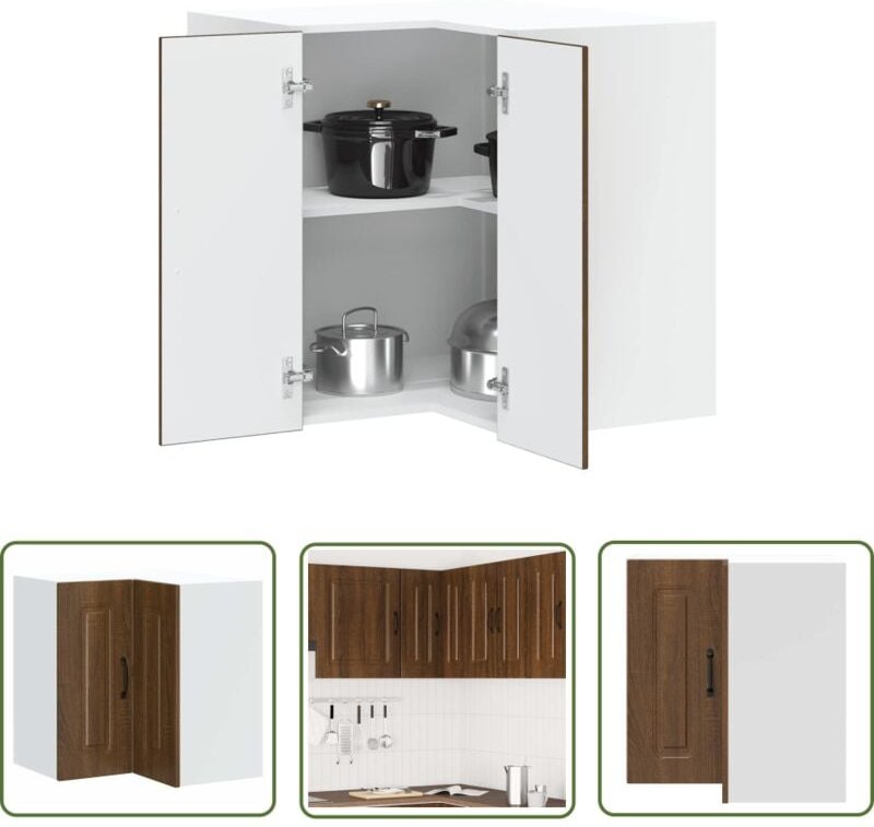 The Living Store - vidaXL Küchen-Eckhängeschrank Kalmar Braun Eichen-Optik Holzwerkstoff